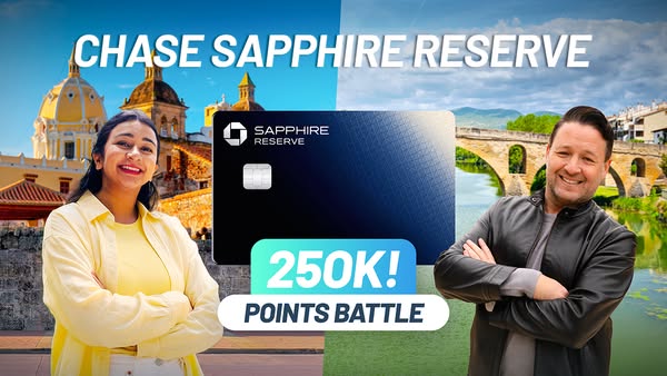 An advertisement promoting the Chase Sapphire Reserve credit card, highlighting its points rewards program.