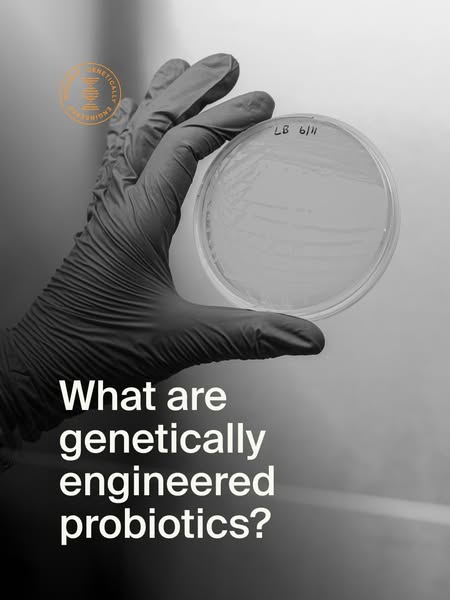 This image ad is designed to educate viewers on what genetically engineered probiotics are.