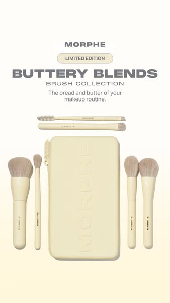 This image ad showcases Morphe's Limited Edition Buttery Blends Brush Collection, emphasizing its essential role in 