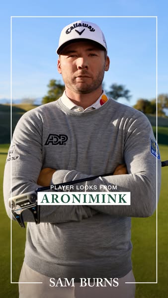 This image ad showcases professional golfer Sam Burns wearing Callaway apparel. The ad promotes Callaway apparel.