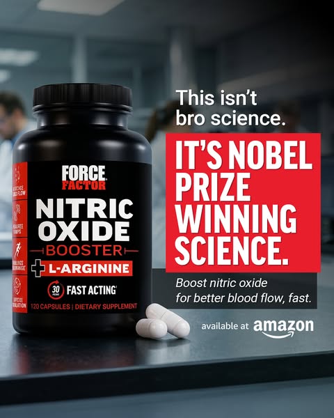 This image ad for Force Factor Nitric Oxide Booster targets those looking for a science-backed approach to improving blo