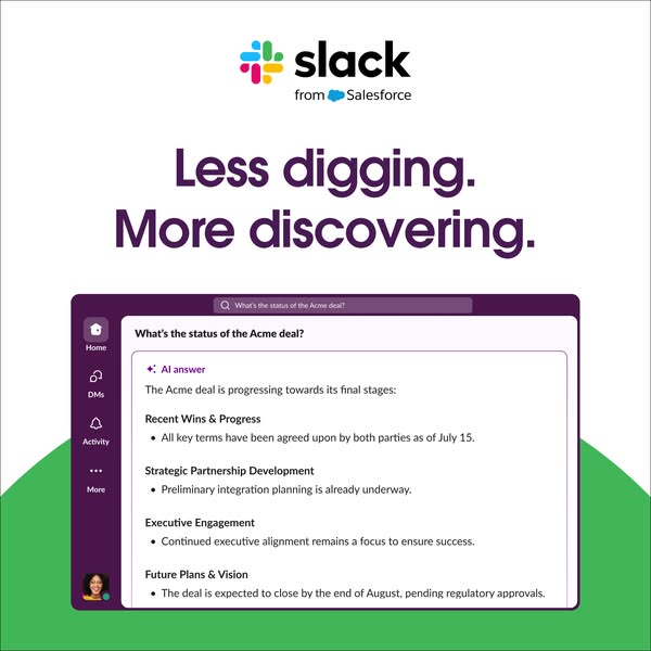 This ad for Slack promotes the platform's ability to provide quick answers to important questions. The ad features a