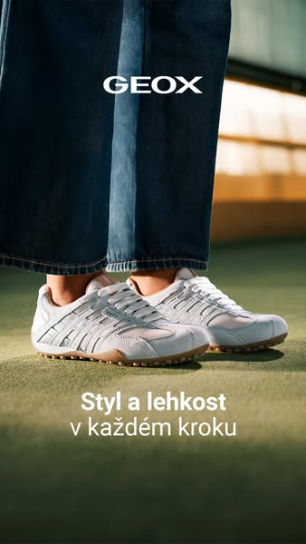 This image ad shows a close-up view of a pair of GEOX sneakers, emphasizing their style and comfort for everyday wear. T