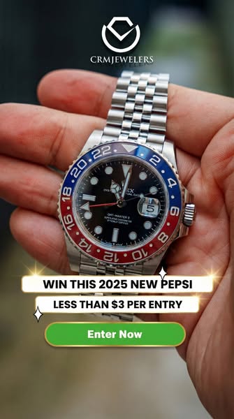 This image advertises a giveaway for a luxury watch where users can enter for less than $3.