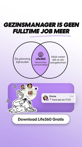 This ad promotes the Life360 app and highlights the value of location sharing features for families. The ad uses a Venn 