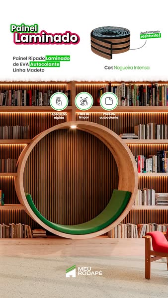 This ad showcases laminated wall panels that are self-adhesive. It highlights the ease of installation and the product&#