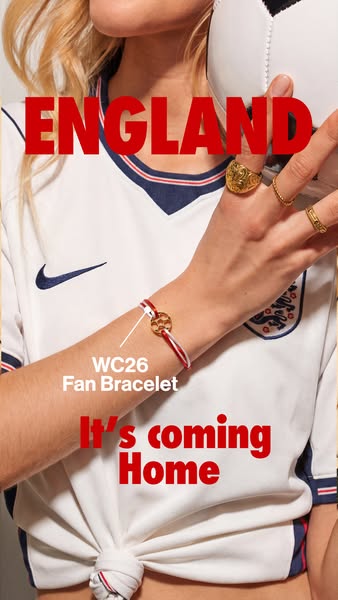 This ad for a fan bracelet is designed to appeal to England soccer fans. It features a fan bracelet on a woman's wri