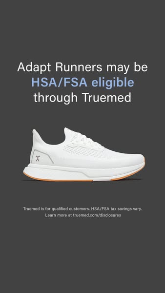 This image ad promotes Adapt Runners by highlighting their eligibility for HSA/FSA funds through Truemed, emphasizing po