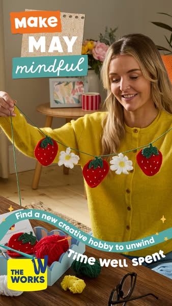 This ad for The Works promotes their craft kits, specifically those that allow the user to engage in a mindful activity.