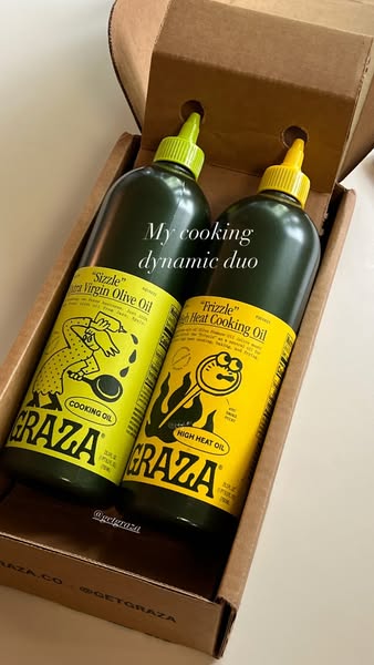 This ad showcases Graza cooking oils, presenting them as a 'dynamic duo' for cooking. The ad features the 'S