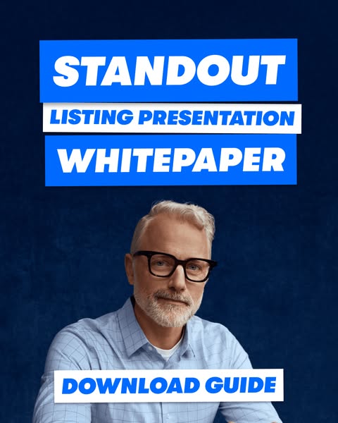 This ad promotes a whitepaper download to help real estate agents improve their listing presentations. It features a pro
