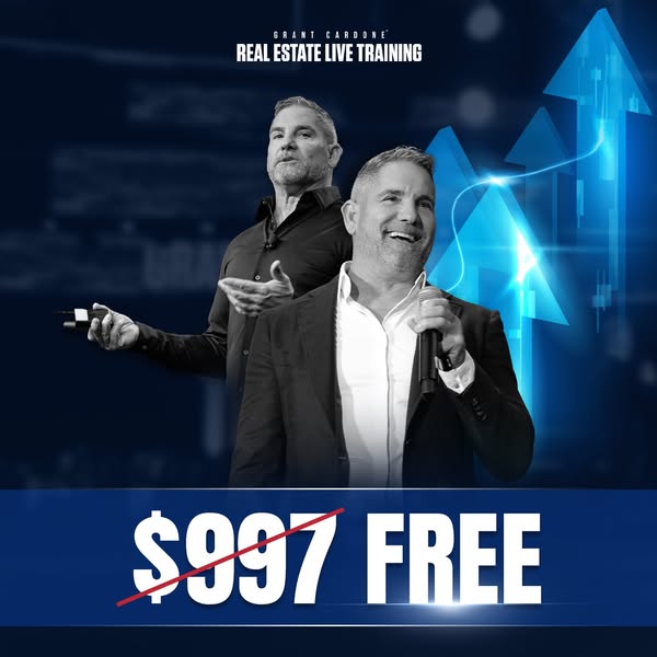 An image ad for Grant Cardone's Real Estate Live Training, highlighting that it is currently being offered for free,