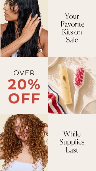 This ad features two women with different hair textures - curly and straight, to promote hair kits that are on sale for 