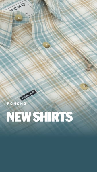 This ad showcases a new shirt from the brand Poncho and uses a close-up shot to highlight the fabric and design.