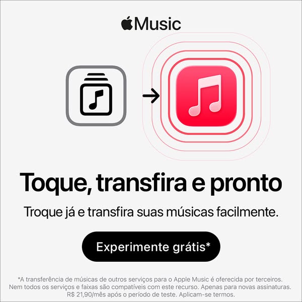This ad demonstrates how easy it is to transfer music from other services to Apple Music. It shows the icon for moving m