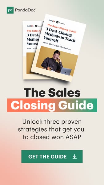 This ad promotes a guide on 3 deal-closing methods from PandaDoc. The ad features an image of the guide and a call to ac