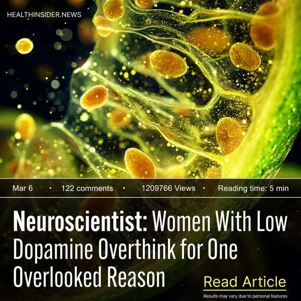 This ad promotes an article from Health Insider that discusses the link between low dopamine levels and overthinking in