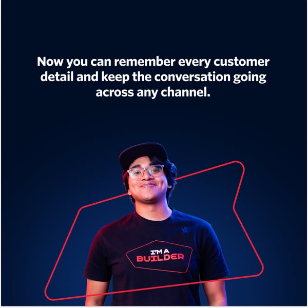 The ad features a close up shot of a smiling man wearing a t-shirt that reads, "I'M A BUILDER." The text o