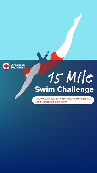 This ad by the American Red Cross promotes the 15 Mile Swim Challenge, encouraging viewers to support swim lessons to pr