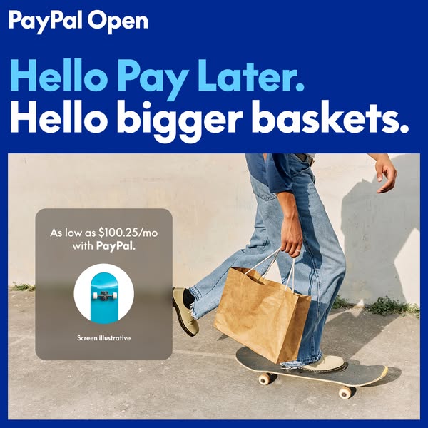 This image ad promotes PayPal's 'Pay Later' service, targeting users who want to make larger purchases. The 