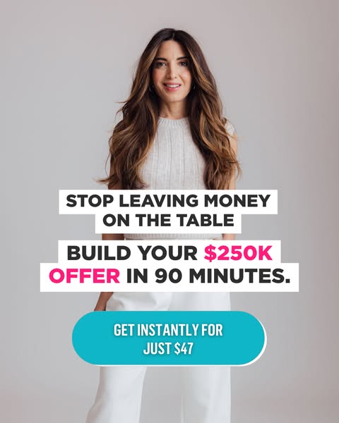 This image ad features a woman smiling at the camera with text overlay promoting a $250K offer that can be built in 90 m