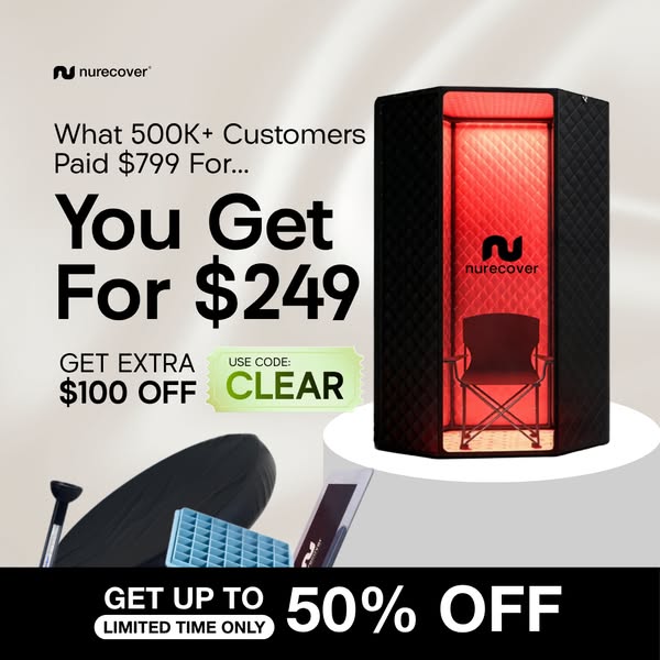 This ad for Nurecover features a promotional discount for their sauna product and states that people have paid $799 for 