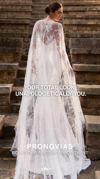 This image ad features a model wearing a Pronovias wedding gown and veil. The ad's headline reads, "YOUR TOTAL 