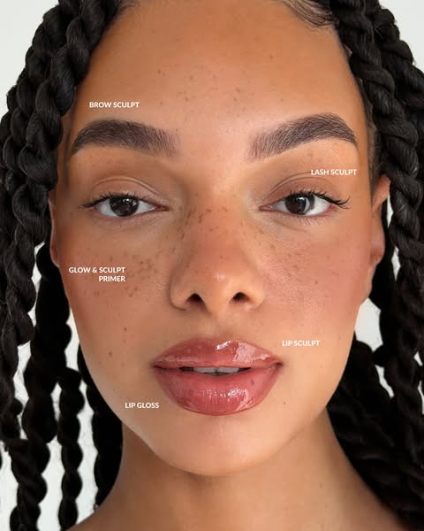 This image ad highlights various sculpting makeup products and how they can be used on different parts of the face.
