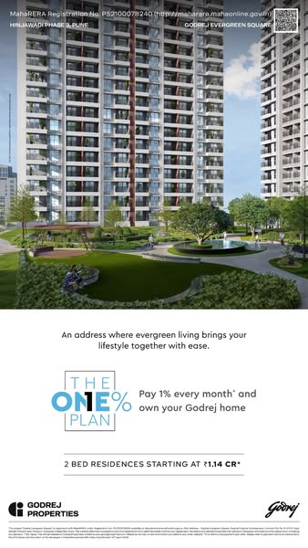 This ad for Godrej Evergreen Square promotes 2-bedroom residences starting at ₹1.14 CR. It highlights an address where e