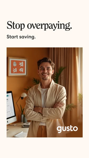 This ad for Gusto uses a warm, inviting photo to grab the viewer's attention and speaks directly to their desire to 