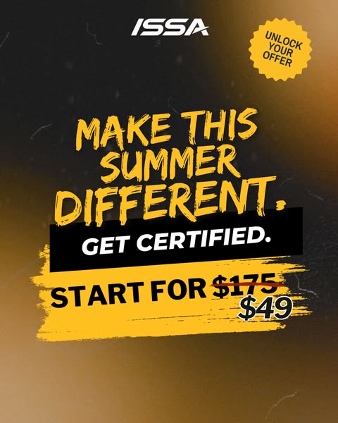 This ad for ISSA promotes a discount on their certification program, encouraging viewers to "Make this summer diffe