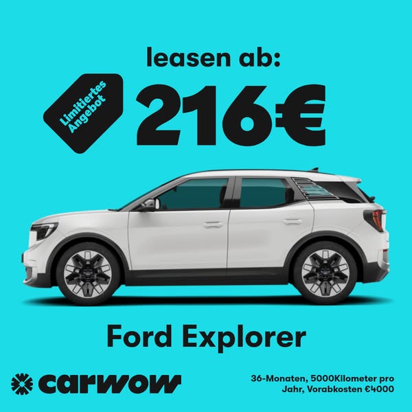 This image ad promotes Carwow and advertises a limited-time offer to lease a Ford Explorer starting at €216 per month.