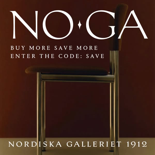 Image ad for Nordiska Galleriet featuring a modern chair and a promotional offer to buy more and save more using a speci