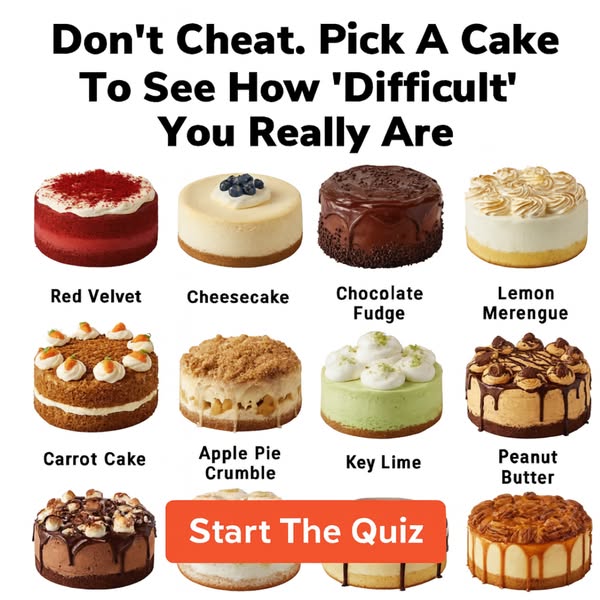 This ad is a quiz that asks the user to pick a cake to see how difficult they really are.