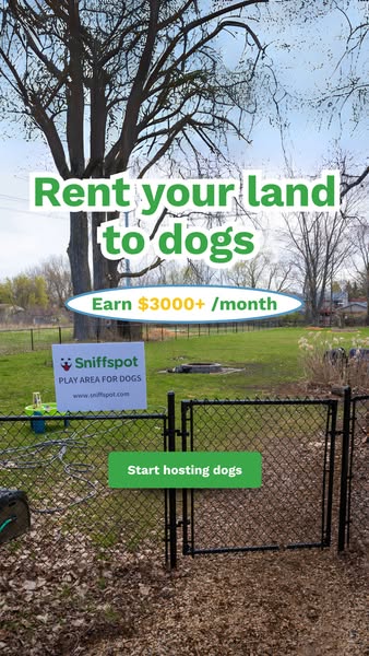This ad promotes Sniffspot, a service that allows people to rent out their land to dog owners. The ad highlights the pot
