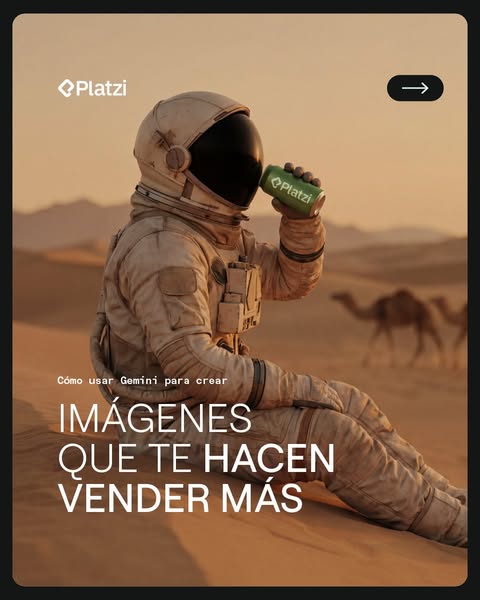 This image ad promotes Platzi's online courses for creating images that help increase sales using Gemini.