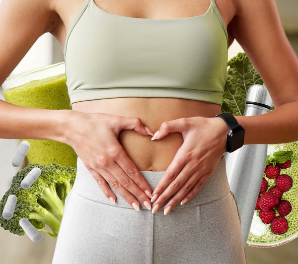 This image ad showcases a woman standing with her hands forming a heart shape around her stomach. The image is surrounde