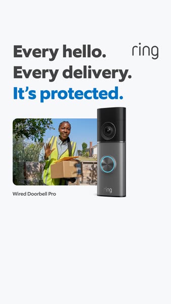 This ad for Ring focuses on how their product provides security by protecting every hello and every delivery.