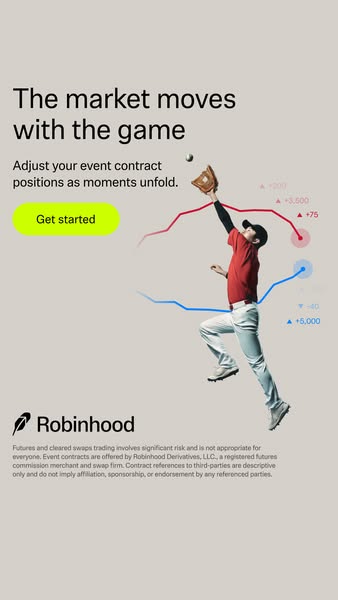 This ad promotes Robinhood as the platform to trade on based on movements in the market.