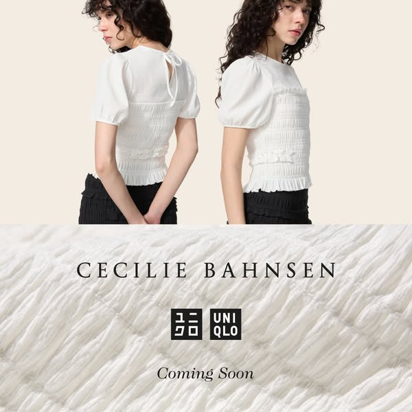 This ad showcases the new collection between Cecile Bahnsen and Uniqlo. It is set to be released soon.