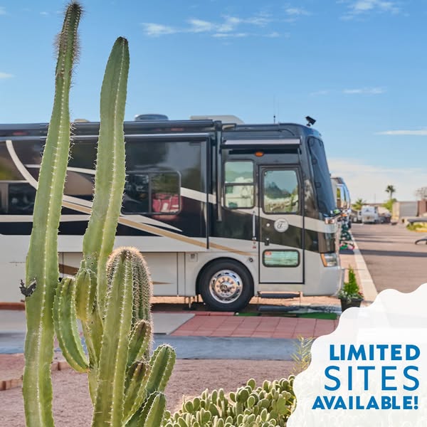 This image ad showcases an RV resort with limited sites available.