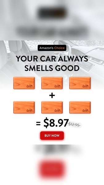 This image ad for car air fresheners highlights the product's affordability and Amazon's Choice status to entice