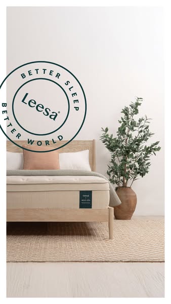 This ad showcases the Leesa mattress in a bedroom setting, emphasizing the brand's commitment to better sleep and a 