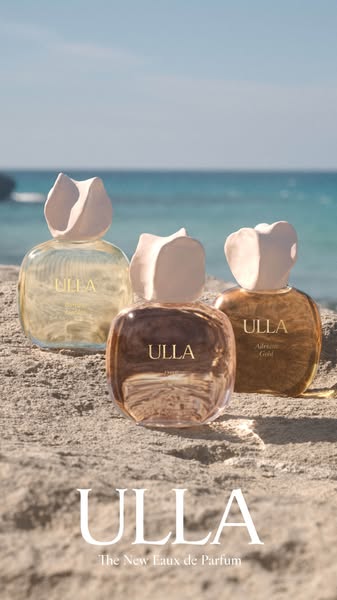 This ad showcases three different eau de parfums from ULLA. The brand name is displayed in a large font at the bottom of