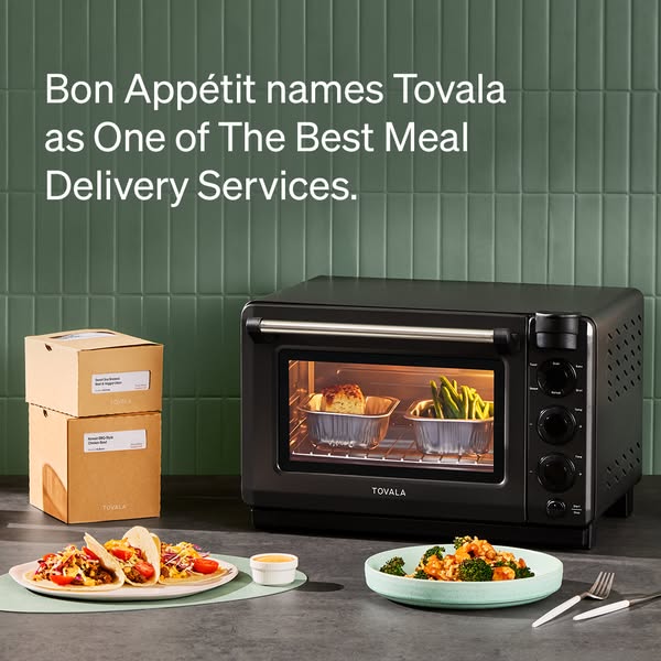 This ad promotes Tovala as one of the best meal delivery services, according to Bon Appétit. It features the Tovala oven