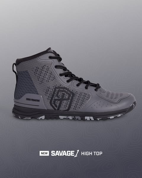 This ad showcases the new Savage 1 high top shoe from Rogue Primitive. The ad features a single image of the shoe agains