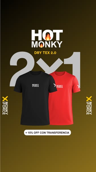 This image ad for Hot Monky promotes a 2-for-1 deal on its Dry Tex 2.0 shirts, plus an additional 15% off with a bank tr