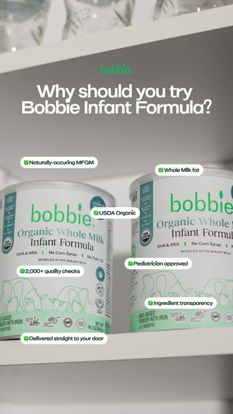 This ad highlights the features of Bobbie Infant Formula and why parents should try it. The ad emphasizes the formula