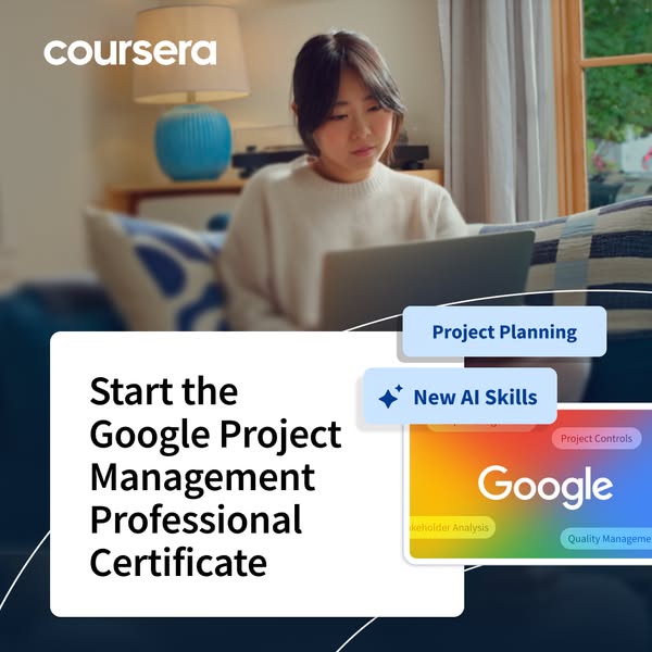 This ad for the Google Project Management Professional Certificate course on Coursera is targeted to project managers wh