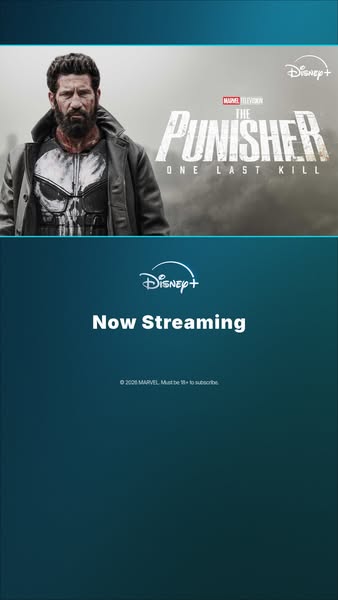 This ad promotes the Marvel television series 'The Punisher' on Disney+ streaming.